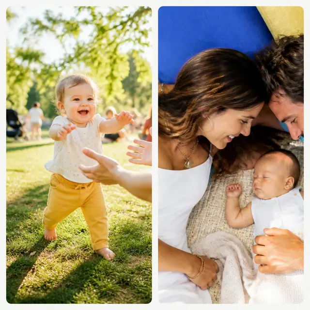 2 photo baby collage with a 2 by 1 grid