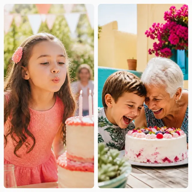 2 photo birthday collage with a 2 by 1 grid
