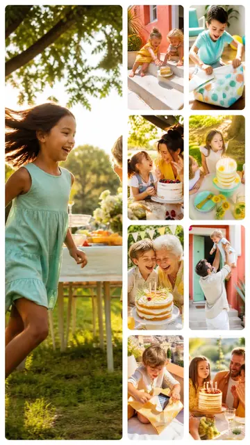 9 photo birthday collage, on plain white, sized for a story