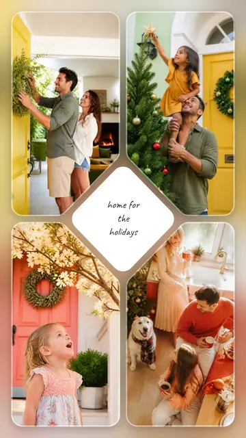 4 photo Christmas collage, over a blurred version of its own photos, sized for a story