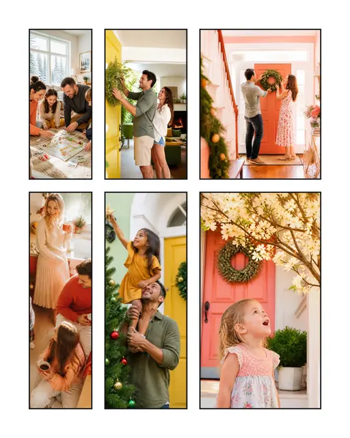 6 photo Christmas collage, with wide gallery margins and a hairline border