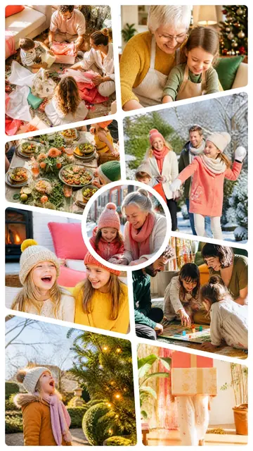 9 photo Christmas collage, on plain white, sized for a story