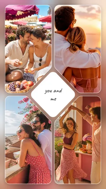 4 photo couple collage, over a blurred version of its own photos, sized for a story