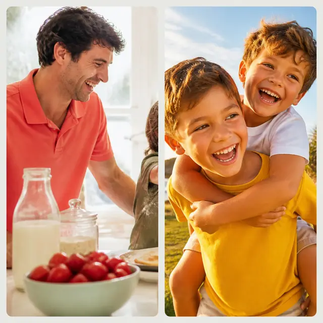 2 photo family collage with a 2 by 1 grid