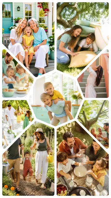 9 photo family collage, on plain white, sized for a story