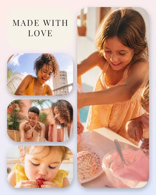 4 photo food collage, with soft rounded corners on a pastel gradient