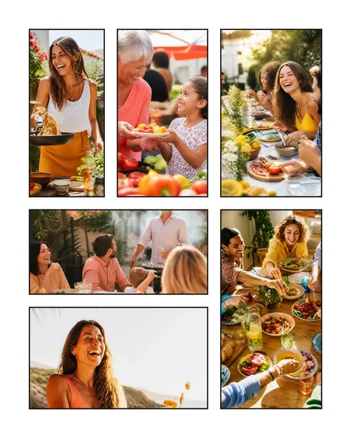 6 photo food collage, with wide gallery margins and a hairline border