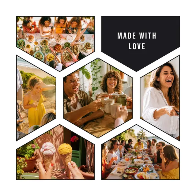 6 photo food collage, with wide gallery margins and a hairline border