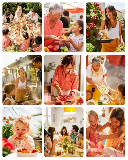 9 photo food collage, on plain white