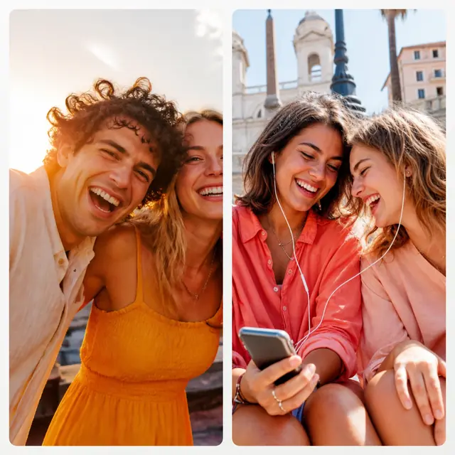 2 photo friends collage with a 2 by 1 grid