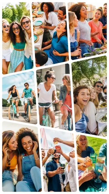 9 photo friends collage, on plain white, sized for a story