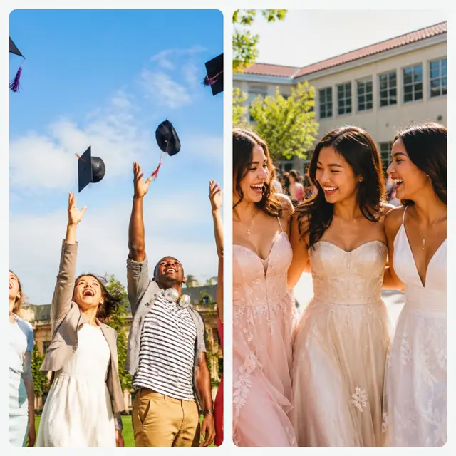 2 photo graduation collage with a 2 by 1 grid