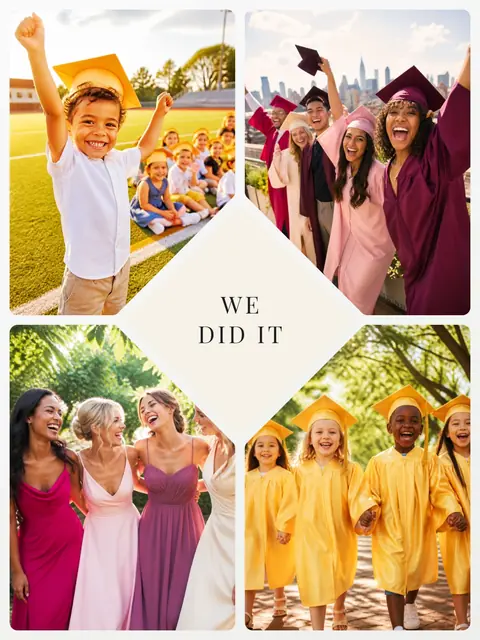 4 photo graduation collage with a heart medallion over the others, sized for a print