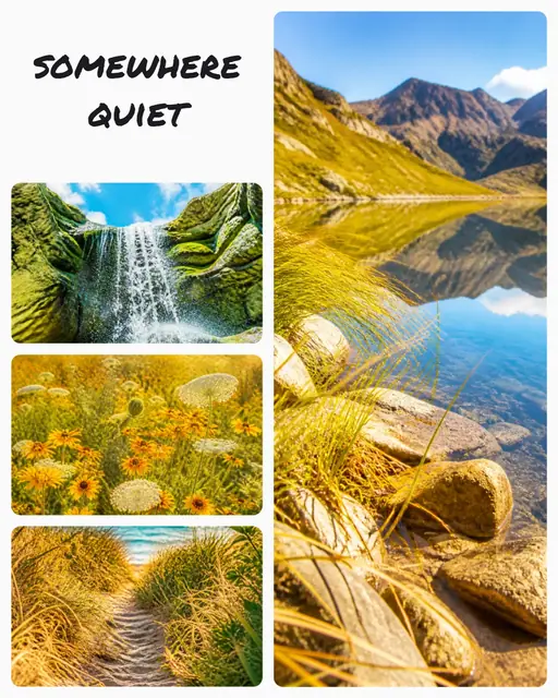 4 photo nature collage with a diamond medallion over the others