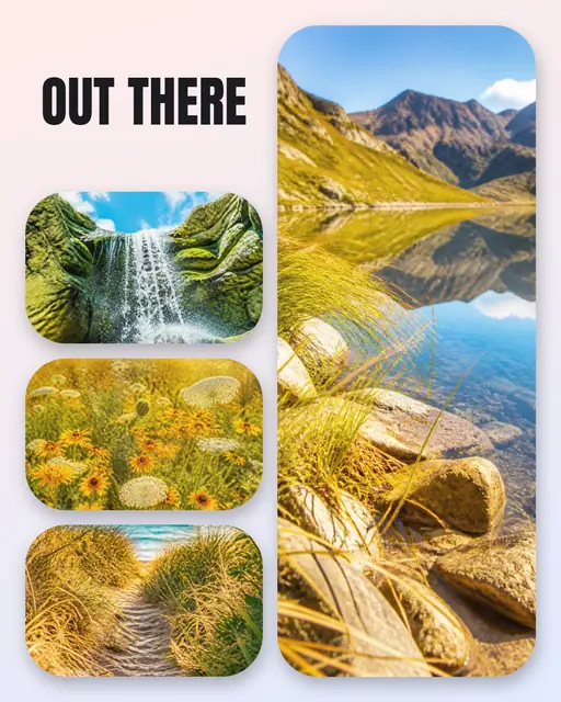 4 photo nature collage, with soft rounded corners on a pastel gradient