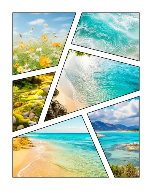 6 photo nature collage, with wide gallery margins and a hairline border