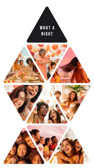 9 photo party collage, on plain white, sized for a story