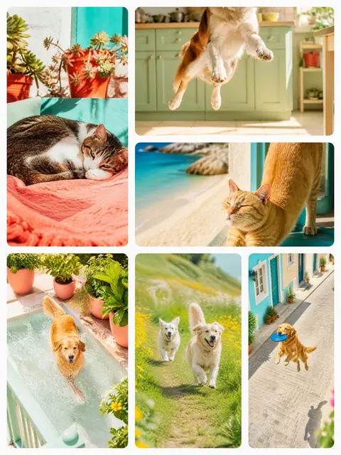 6 photo pet collage, sized for a print
