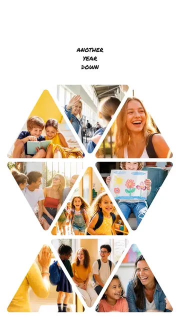 9 photo school collage, on plain white, sized for a story