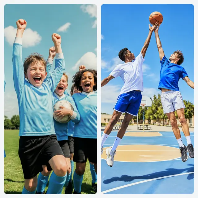 2 photo sports collage with a 2 by 1 grid