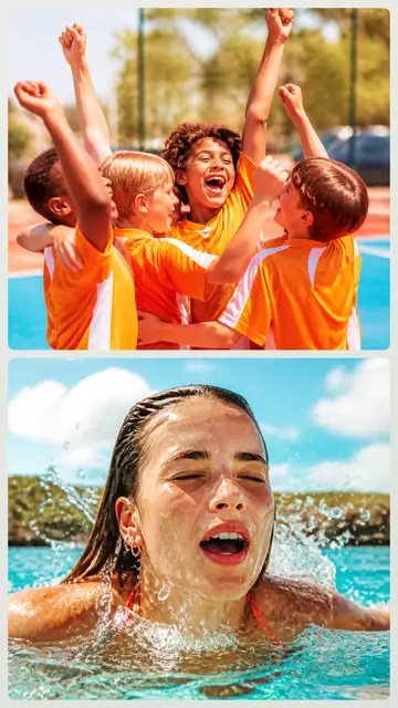 2 photo sports collage with a 1 by 2 grid, sized for a story