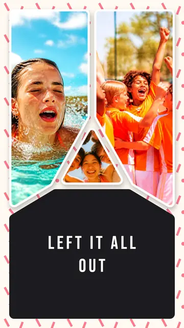 3 photo sports collage, on a confetti patterned background, sized for a story