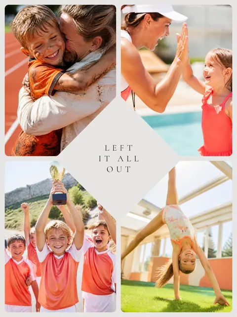 4 photo sports collage with a heart medallion over the others, sized for a print