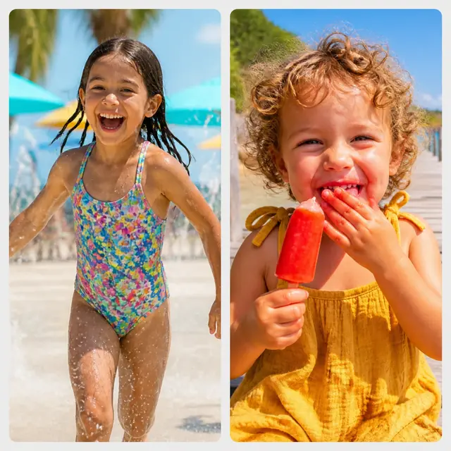 2 photo summer collage with a 2 by 1 grid