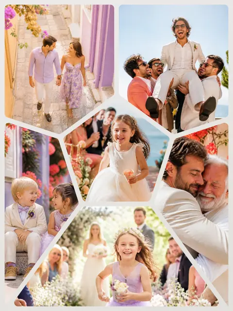 6 photo wedding collage, sized for a print